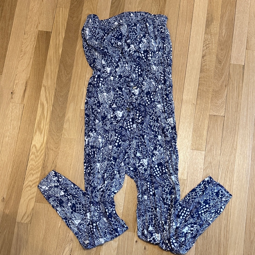 Lilly Pulitzer for Target Blue and White Patterned Jumpsuit